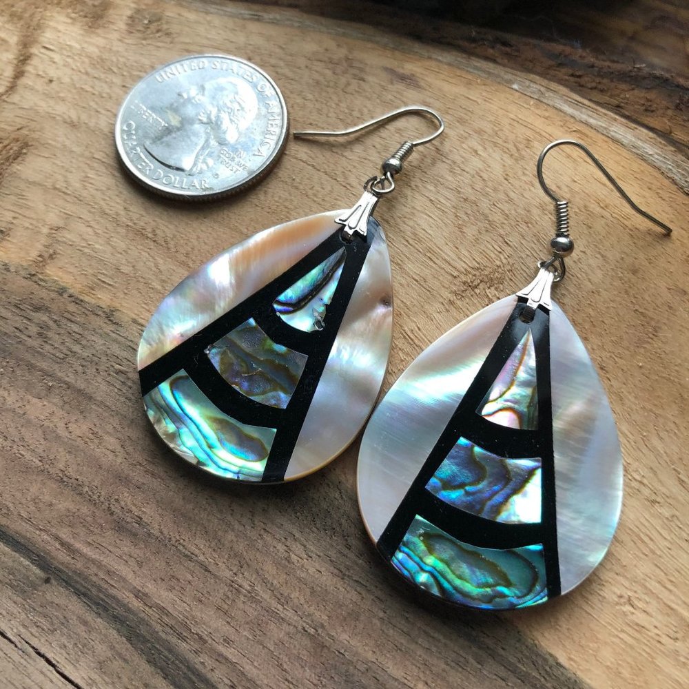Mother of Pearl and Abalone Inlay-ed Earrings